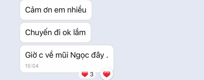 Tin nhắn feedback của Vũ Thị Lợi